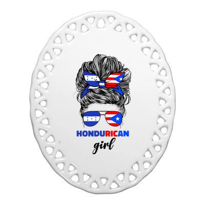 Half Honduran And Puerto Rican Rico Honduras Flag Girl Mix Ceramic Oval Ornament