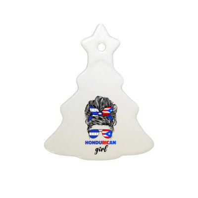 Half Honduran And Puerto Rican Rico Honduras Flag Girl Mix Ceramic Tree Ornament