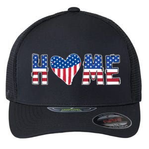 Home Heart American Flag Flexfit Unipanel Trucker Cap