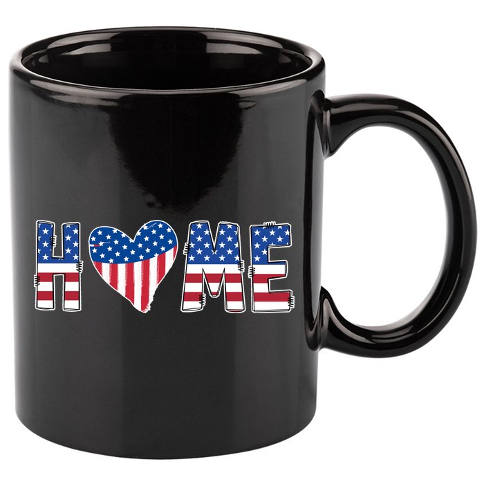 Home Heart American Flag 11oz C Handle Ceramic Mug