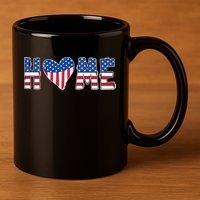 Home Heart American Flag 11oz C Handle Ceramic Mug