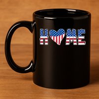 Home Heart American Flag 11oz C Handle Ceramic Mug