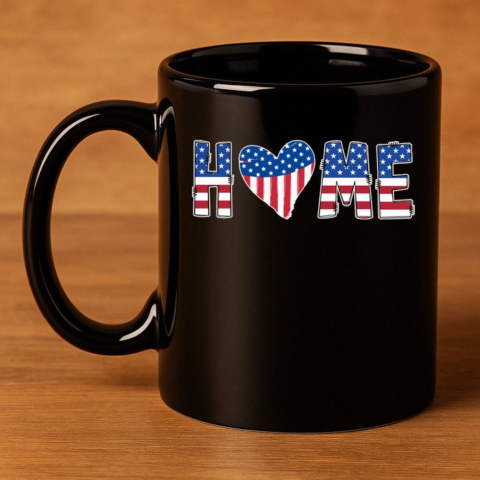 Home Heart American Flag 11oz C Handle Ceramic Mug