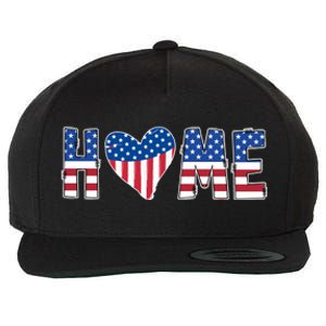 Home Heart American Flag Wool Snapback Cap