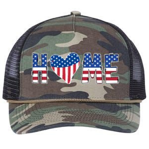 Home Heart American Flag Retro Rope Trucker Hat Cap