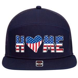 Home Heart American Flag 7 Panel Mesh Trucker Snapback Hat