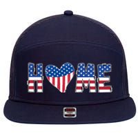 Home Heart American Flag 7 Panel Mesh Trucker Snapback Hat