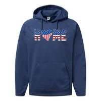 Home Heart American Flag Performance Fleece Hoodie