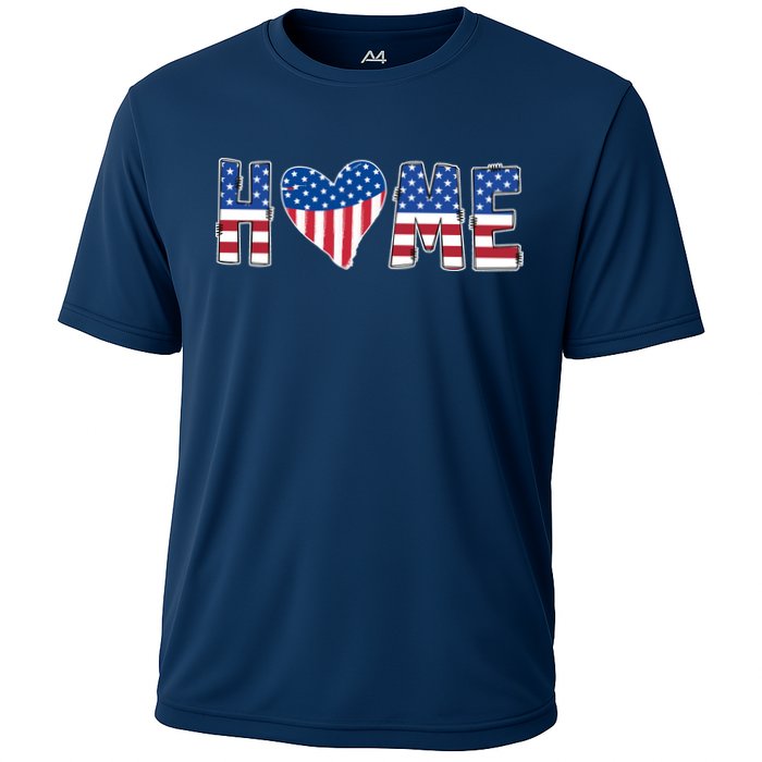 Home Heart American Flag Cooling Performance Crew T-Shirt