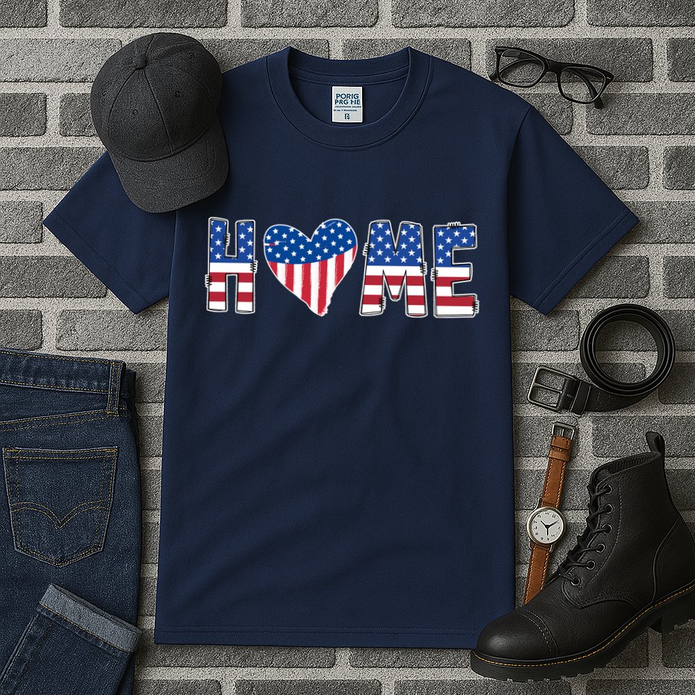 Home Heart American Flag Tall T-Shirt