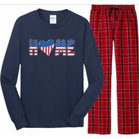 Home Heart American Flag Long Sleeve Pajama Set