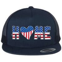 Home Heart American Flag Flat Bill Trucker Hat