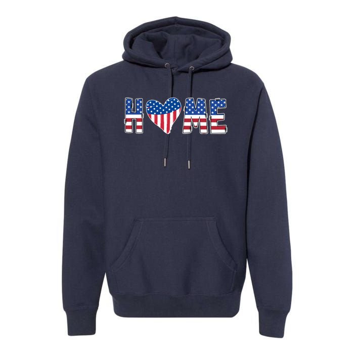 Home Heart American Flag Premium Hoodie