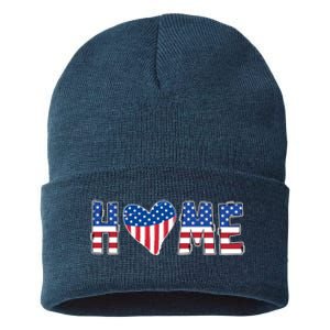 Home Heart American Flag Sustainable Knit Beanie