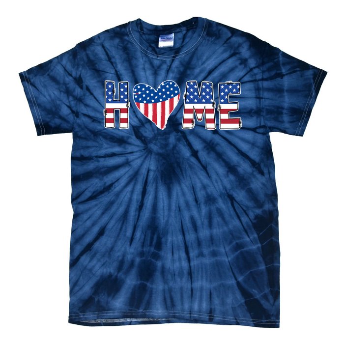 Home Heart American Flag Tie-Dye T-Shirt