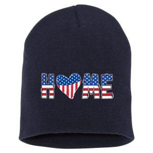 Home Heart American Flag Short Acrylic Beanie