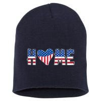 Home Heart American Flag Short Acrylic Beanie