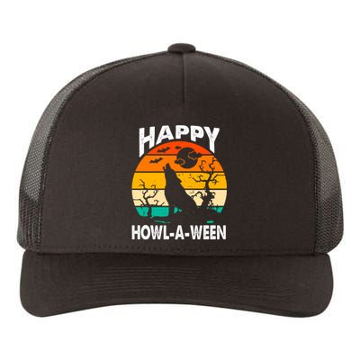 Happy Howl A Ween Halloween Wolf Retro Yupoong Adult 5-Panel Trucker Hat