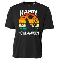 Happy Howl A Ween Halloween Wolf Retro Cooling Performance Crew T-Shirt