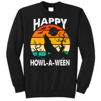 Happy Howl A Ween Halloween Wolf Retro Sweatshirt