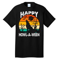 Happy Howl A Ween Halloween Wolf Retro Tall T-Shirt