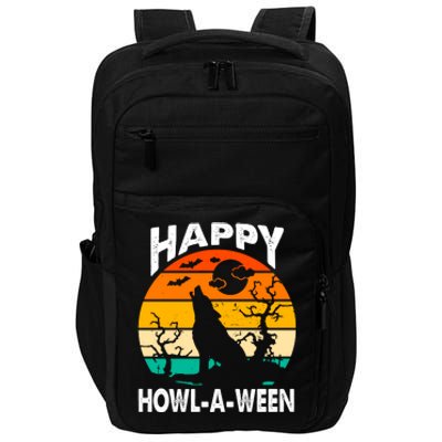 Happy Howl A Ween Halloween Wolf Retro Impact Tech Backpack