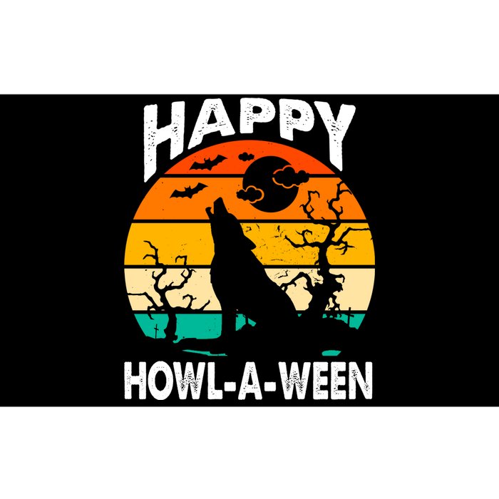 Happy Howl A Ween Halloween Wolf Retro Bumper Sticker