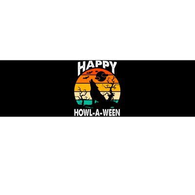 Happy Howl A Ween Halloween Wolf Retro Bumper Sticker