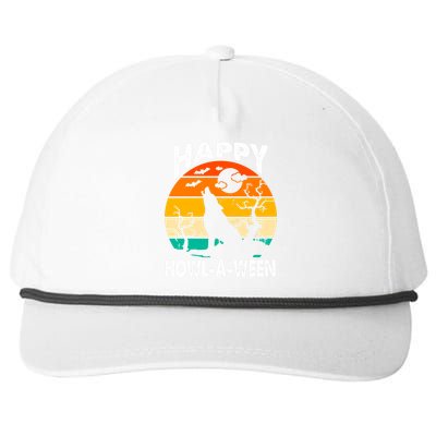 Happy Howl A Ween Halloween Wolf Retro Snapback Five-Panel Rope Hat