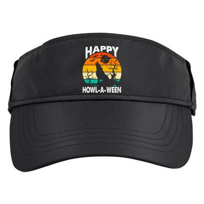 Happy Howl A Ween Halloween Wolf Retro Adult Drive Performance Visor
