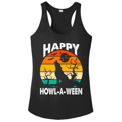 Happy Howl A Ween Halloween Wolf Retro Ladies PosiCharge Competitor Racerback Tank