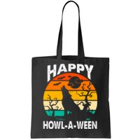 Happy Howl A Ween Halloween Wolf Retro Tote Bag