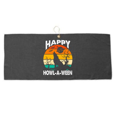 Happy Howl A Ween Halloween Wolf Retro Large Microfiber Waffle Golf Towel