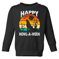 Happy Howl A Ween Halloween Wolf Retro Toddler Sweatshirt