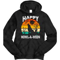 Happy Howl A Ween Halloween Wolf Retro Tie Dye Hoodie