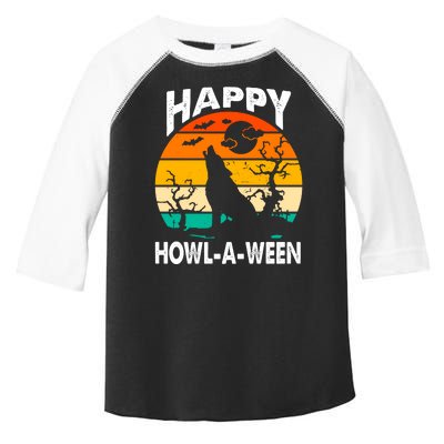 Happy Howl A Ween Halloween Wolf Retro Toddler Fine Jersey T-Shirt