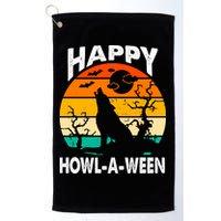 Happy Howl A Ween Halloween Wolf Retro Golf Towel