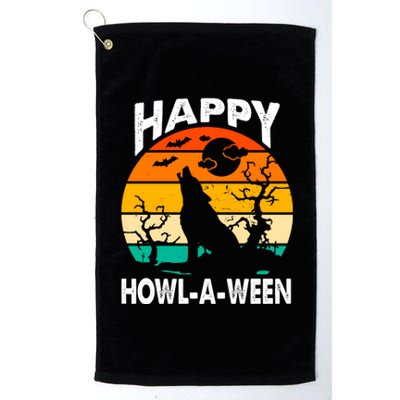 Happy Howl A Ween Halloween Wolf Retro Platinum Collection Golf Towel