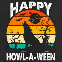 Happy Howl A Ween Halloween Wolf Retro Golf Towel