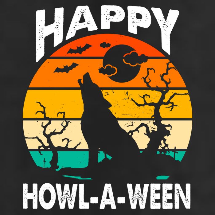 Happy Howl A Ween Halloween Wolf Retro Golf Towel