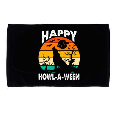 Happy Howl A Ween Halloween Wolf Retro Microfiber Hand Towel