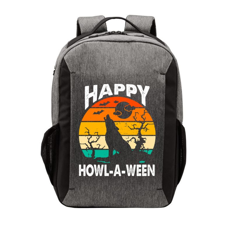 Happy Howl A Ween Halloween Wolf Retro Vector Backpack