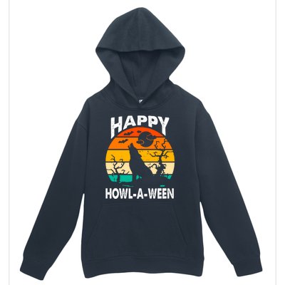 Happy Howl A Ween Halloween Wolf Retro Urban Pullover Hoodie