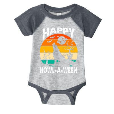 Happy Howl A Ween Halloween Wolf Retro Infant Baby Jersey Bodysuit