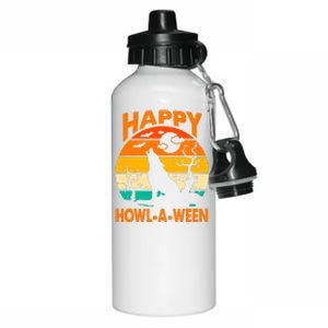 Happy Howl A Ween Halloween Wolf Retro Aluminum Water Bottle 