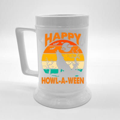 Happy Howl A Ween Halloween Wolf Retro Beer Stein