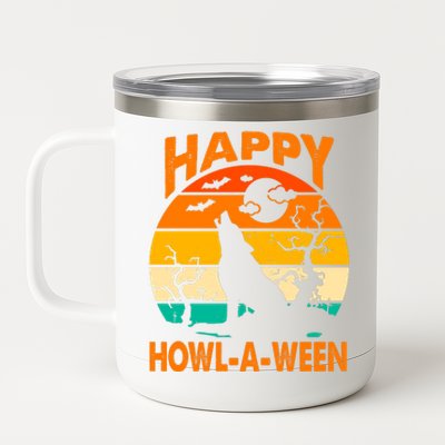 Happy Howl A Ween Halloween Wolf Retro 12 oz Stainless Steel Tumbler Cup