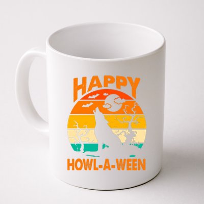 Happy Howl A Ween Halloween Wolf Retro Coffee Mug