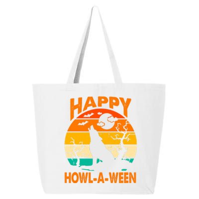 Happy Howl A Ween Halloween Wolf Retro 25L Jumbo Tote