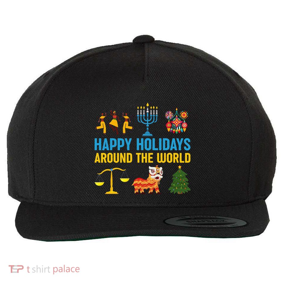 Happy Holidays Around The World Multicultural Wool Snapback Cap